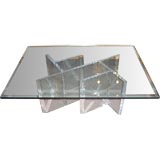 A Thick Lucite Architectural Base Coffee Table