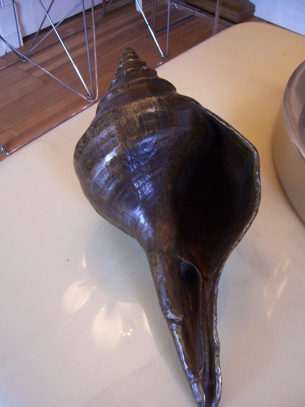 French A Rare Oversized Bronze Sea Shell Scuplture