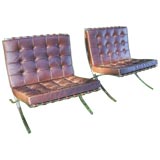 A Pair of Mies Van Der Rohe Barcelona Chairs (original label)