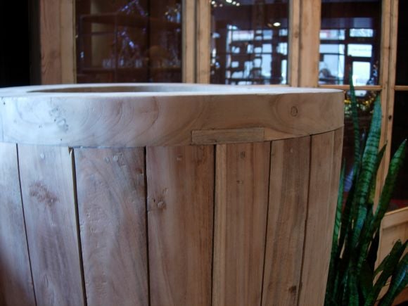 set of teak stave planters...or lighting fixtures.....