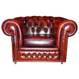 Vintage cordovan chesterfield chair