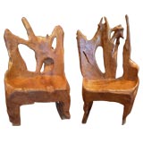 set of teak root scupltural chairs