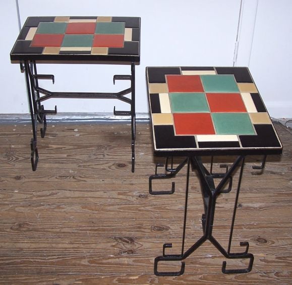 Pair of tile tables, probably California tiles.  Architectural bases, priced for the pair.  ***Contact Information: AOL (American Online) users may experience difficulties sending emails to us or receiving emails from us.  If you have made an