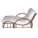 Retro Rattan Lounge Chair with Ottoman