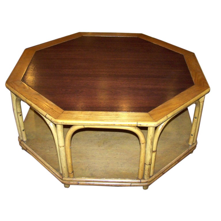 Octagonal Rattan Cocktail Table
