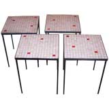 Set of 4 Glass Tile Drink Tables, in the Style of Mccobb