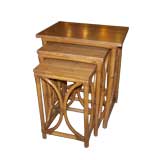 Fine & Rare Set of Rattan & Bamboo Nesting Tables