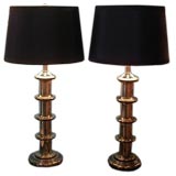 Pair Stiffel Brass Faux Bamboo Table Lamps