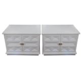 Pair White  Block Fronted Large Scale End Tables Night Stands