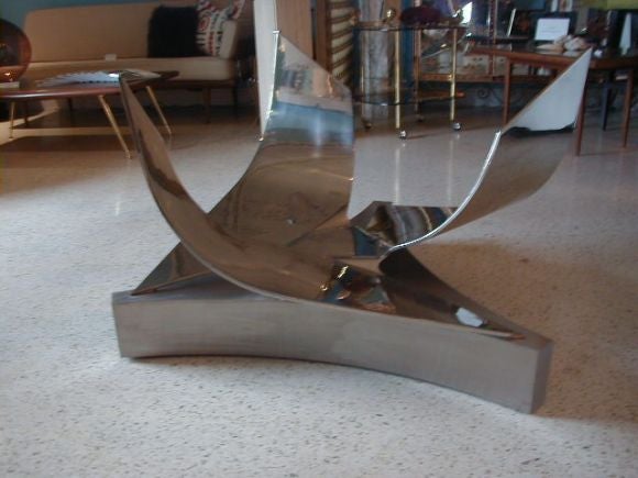 American Ron Seff  Polished Steel Dining Table