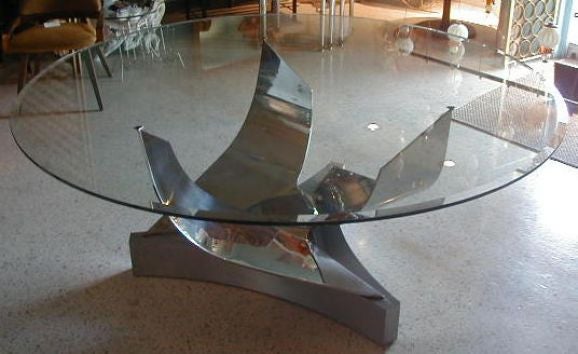 Late 20th Century Ron Seff  Polished Steel Dining Table