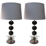 Vintage Pair Rembrandt Disk and Fountain Form Table Lamps