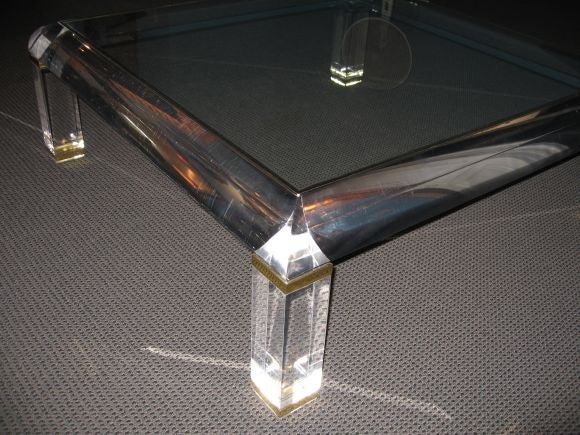 Massive Signed Pierre Cardin Acrylic Coffee Table