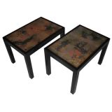 Fantastic Pair of Enamel Top End Tables Style of Karl Springer Fantastic Pair of Enamel Top End Tables Style of Karl Springer