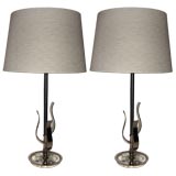 Pair Rembrandt Stylized Flame Lamps