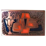 German Midcentury Modern Enamel Over Copper Plaque
