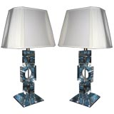 Pair Large Lucite Table Lamps by Marsh Plastic Products