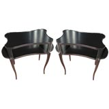 Pair Grosfeld House Cartouche Shaped Two Tiered End Tables