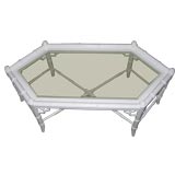 White Lacquered Faux Bamboo Coffee Table