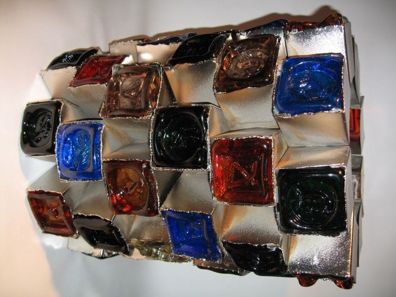 Feders Mexican 1960's Pair of Glass Block Table Lamps