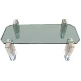Superb Lucite & Glass Coffee Table