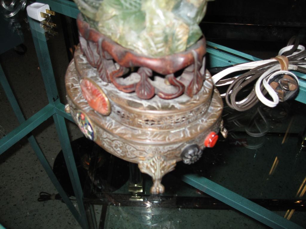 Cloissoné Jade Quartz Asian Table Lamp Style of Edward Farmer