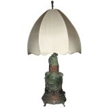 Antique Jade Quartz Asian Table Lamp Style of Edward Farmer