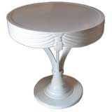 Dorothy Draper White Lacquered Drum or Center Table