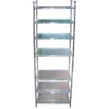 Monumental Nickel Over Steel Faux Bamboo Etagere Bookshelves