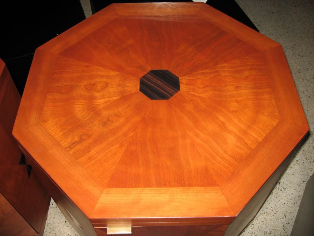 Late 20th Century Henredon Pair of Cherrywood Octagonal End Tables or Night Stands
