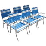 Superb Set of Six Faux Bamboo Aluminum Pool Deck Chairs