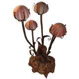 Vintage Thompkins of Key West Manzanita Burl  & Sea Urchin Table Lamp