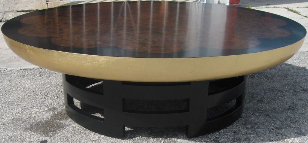 Late 40's coffee or cocktail table by Theodore Muller and Isabel Barringer for the Kittinger Furniture Company of Buffalo, New York. Highly sought after design, this example being in mint original condition with a new professional polish. Top is