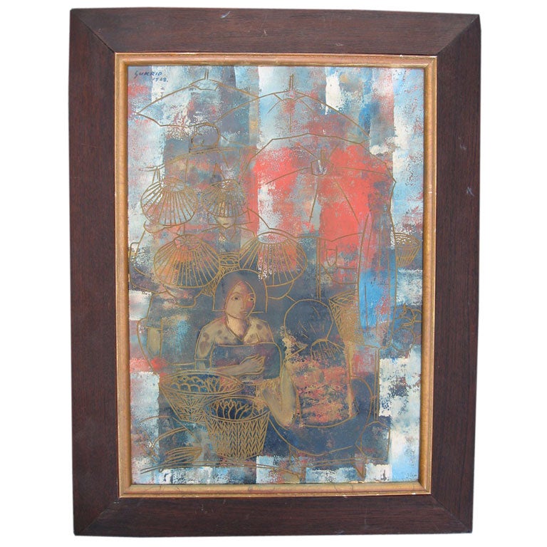 Sukrid Thareenak Signed Oil on Masonite