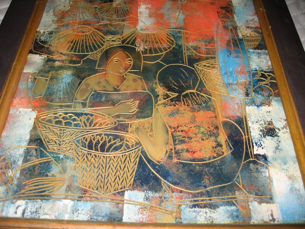 Sukrid Thareenak Signed Oil on Masonite 1