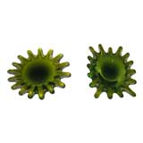 Pair Cenedese Murano  Intense Chartreuse Waterdrop Bowls