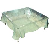 Vintage BOTTLE GREEN GLASS TABLECLOTH  COFFEE TABLE