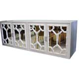 FAUX BAMBOO AND MIRRORED FLOATING CABINET