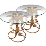 GRACIOUS PAIR OF ITALIAN  TOLE FLOWER MOTIF  END TABLES