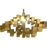 AMAZING CUBIST BRONZE  SCIOLARI CHANDELIER 38"