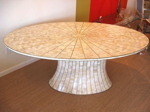 Maitland-Smith Oval Inlaid Marble Table
