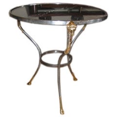 Round Classical Circular End Table with Marble Top in Jansen Style