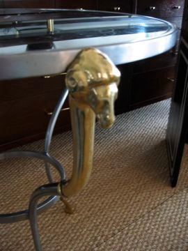 Mid-Century Modern Round Classical Circular End Table with Marble Top in Jansen Style