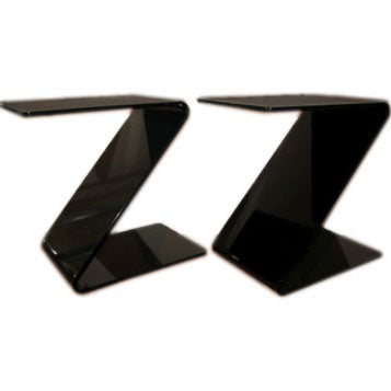Pair of Black Lucite Z Tables