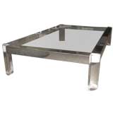 Monumental Chrome, Lucite, Brass,
Glass Cocktail Table Monumental Chrome, Lucite, Brass,
Glass Cocktail Table