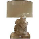 Incredible Quartz Specimen on Lucite Base Table Lamp