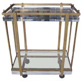 Classic Karl Springer Bronze and Lucite Bar Cart