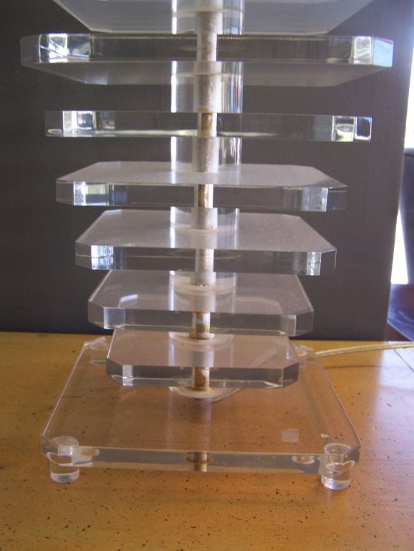 Pair of Lucite Tower Lamps