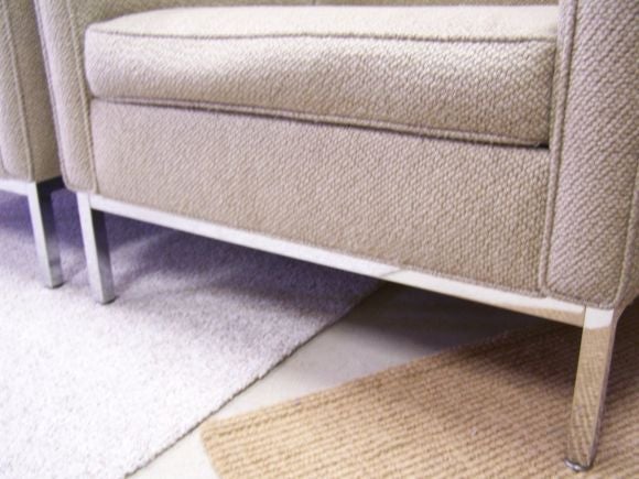 Modern Chrome Base Armchairs