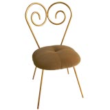 A Petite Gilded Iron Vanity Chair